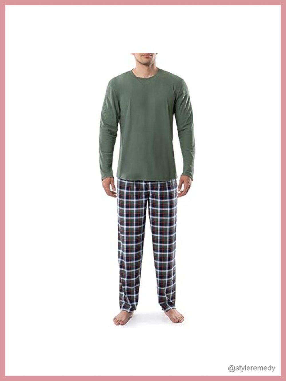 Flannel Fleece Long Sleeve Top and Plaid Pant Sleep Set